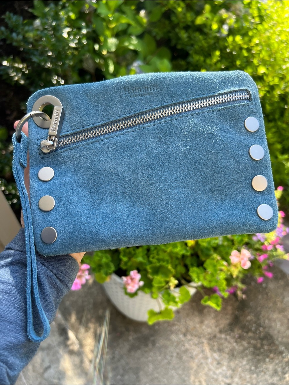 Hammitt Small Nash Blue Suede Wristlet/crossbody - Picture 6 of 8